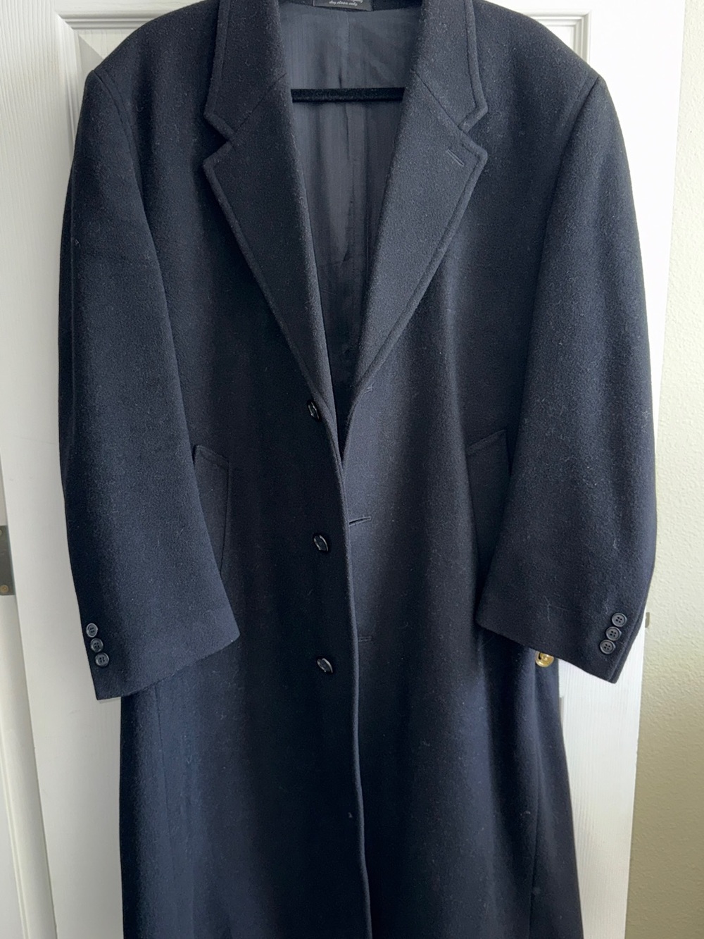 Christian Aujard Men's Black Wool Cashmere Blend Overcoat